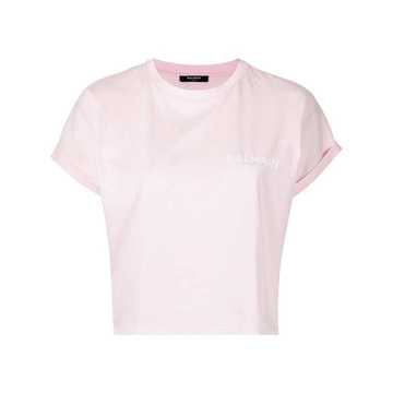 flocked logo cotton T-shirt