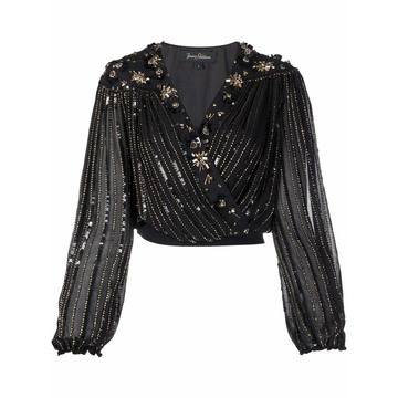 sequinned cropped blouse