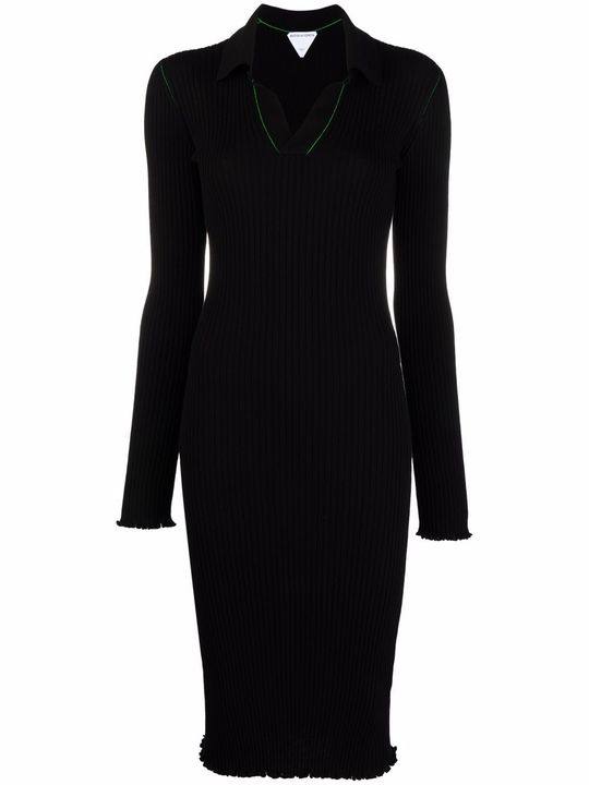 long-sleeve ribbed-knit dress展示图