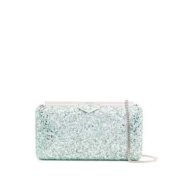 Ellipse glitter clutch bag