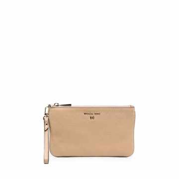 logo leather clutch bag