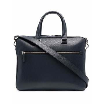 debossed-logo leather briefcase