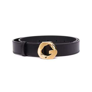 logo-plaque leather belt