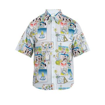 Comic-print cotton-poplin shirt