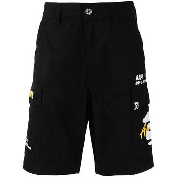 logo-print knee-length shorts