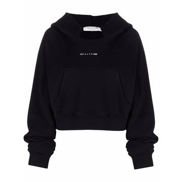 cropped logo print hoodie