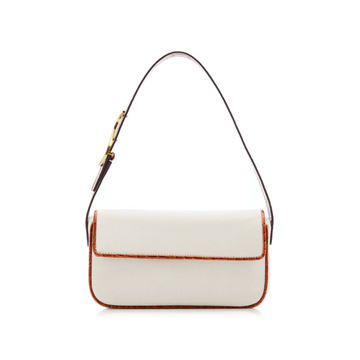 Tommy Croc-Trimmed Canvas Shoulder Bag