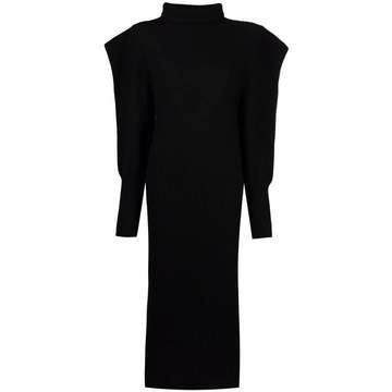 structured-shoulder virgin wool dress