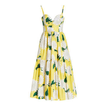 Dahlia-Print Cotton Midi Dress