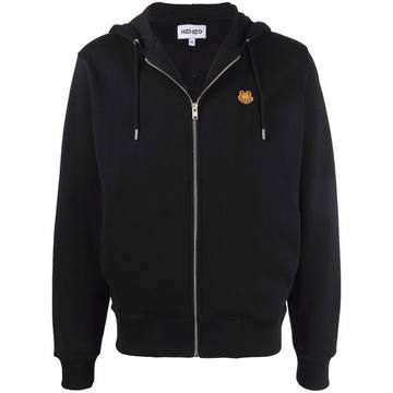 tiger motif zip-up hoodie