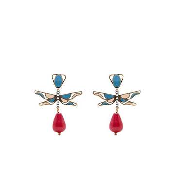 butterfly-motif drop earrings