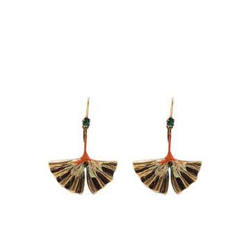 fan-motif drop earrings