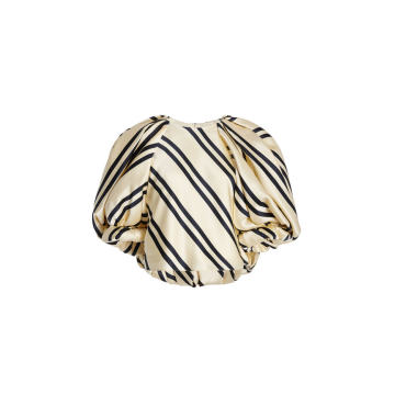 Rene Puff-Sleeve Striped Silk Top