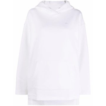 embroidered-logo longline cotton hoodie