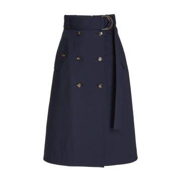 Belted Cotton Double-Breasted Skirt