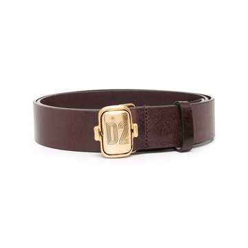 logo engraved-buckle belt