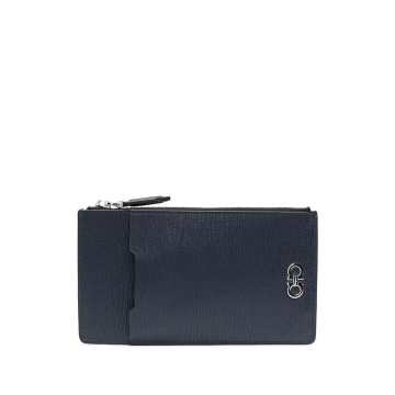 grained-texture leather cardholder