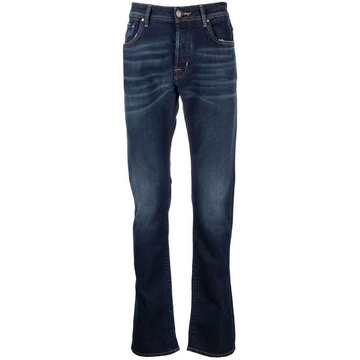 mid-rise straight leg jeans