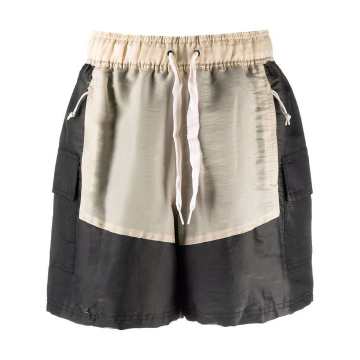 patchwork drawstring shorts