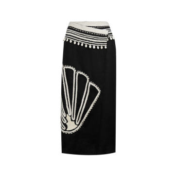 Terra Of Ancestors Embroidered Linen Wrap Skirt