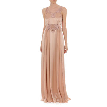 Shirred Silk-Satin Gown