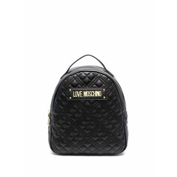 quilted logo-plaque backpack