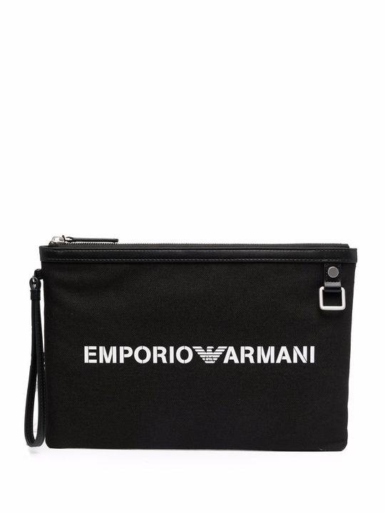 logo-print zipped clutch bag展示图