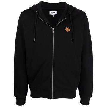 Tiger-motif zipped hoodie