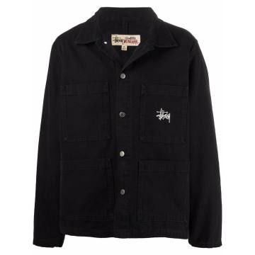 logo-embroidered shirt jacket