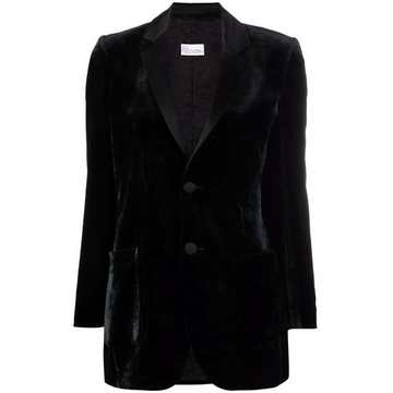 velvet-effect buttoned blazer