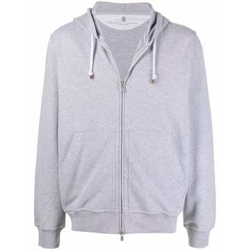 mélange-effect cotton-blend hoodie