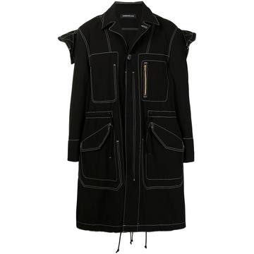 button-front parka coat