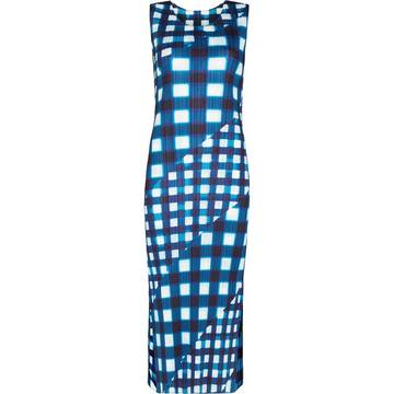 check-pattern midi dress