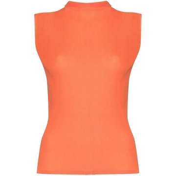 notched neck pleated sleeveless tank