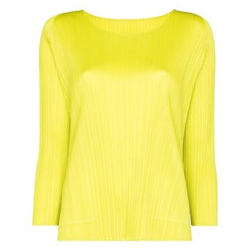 pleated long-sleeve top