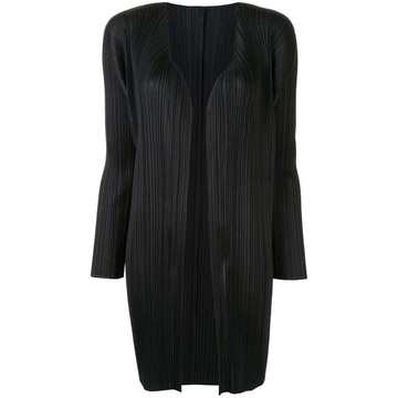 pleated open front cardigan