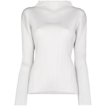 high-neck pleated top