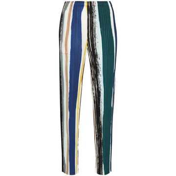 painterly-stripe plissé trousers