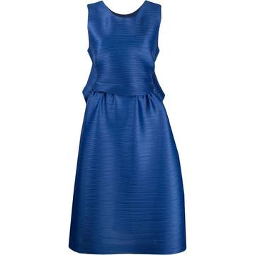 pleat flared midi dress