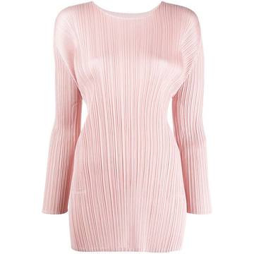 long-sleeved pleated long line top