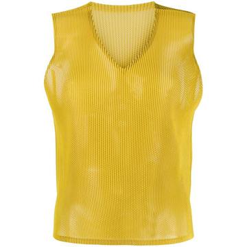 pleated mesh tank top