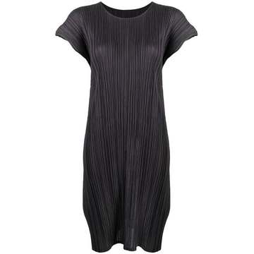 pleated shift dress