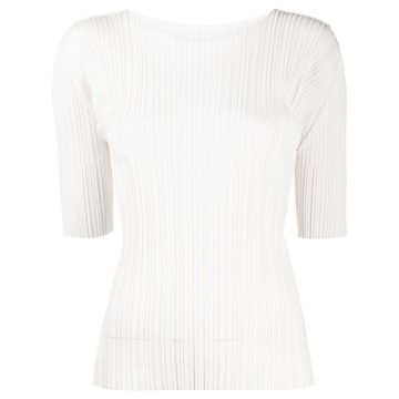 pleated cropped sleeve top