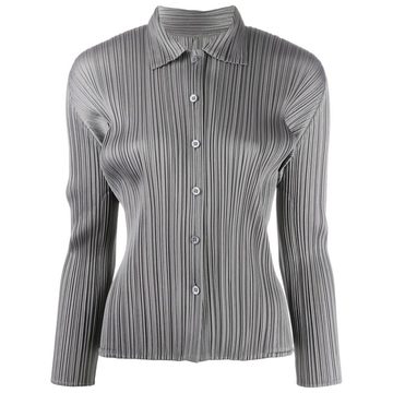 spread collar pleated shirt