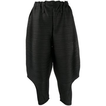 pleated cropped balloon trousers