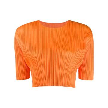 cropped plissé top