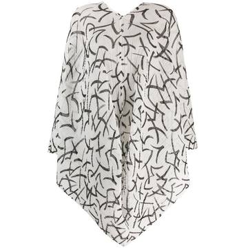 printed plissé poncho