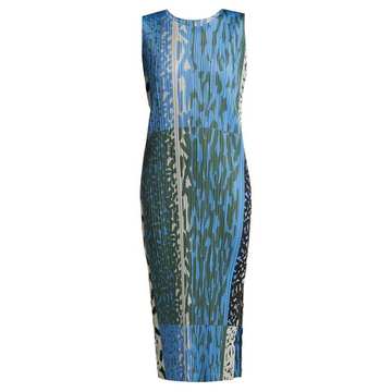 Animal-print pleated dress