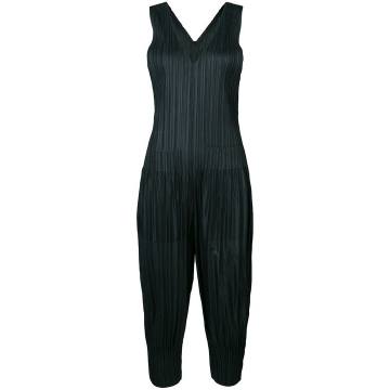 pleated cropped jumpsuit