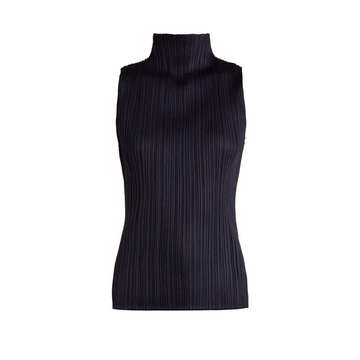 High-neck pleated top